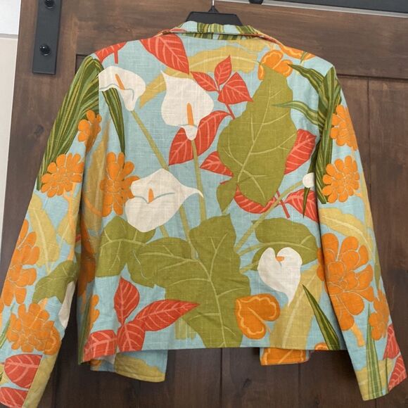 207) Painted Pony Women’s Sz L Floral Linen Jacket* - Picture 6 of 6